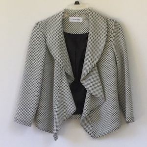 Open front black and white jacket